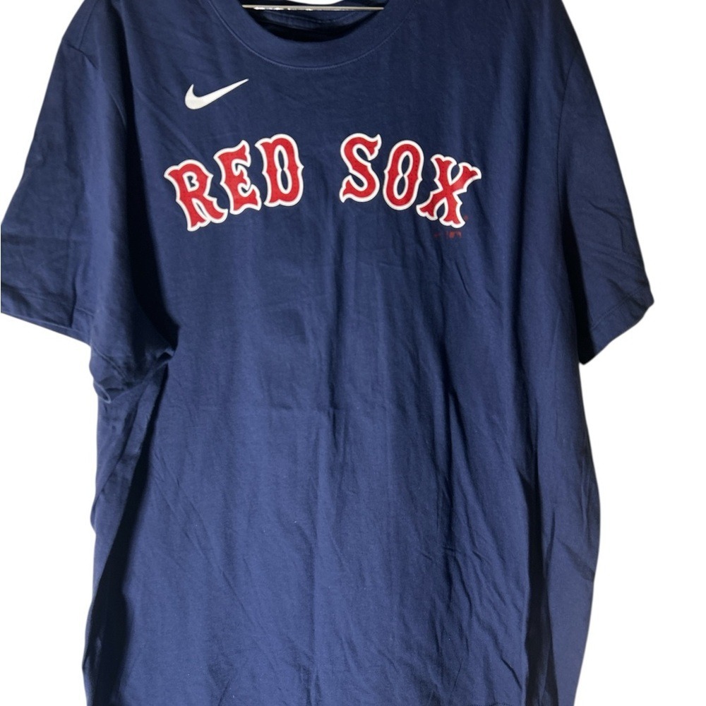 Nike Mens Boston Red Sox Rafael Devers 11 T-Shirt Navy Blue XXL